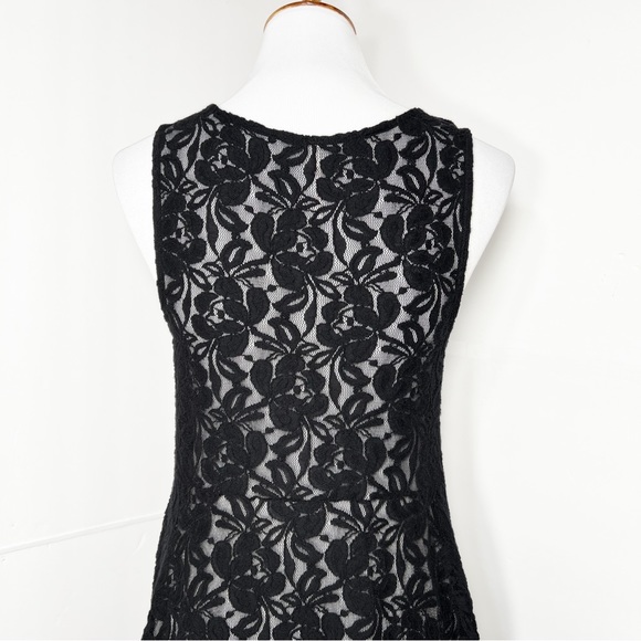 Free People Black Floral Crochet Lace Sleeveless Fit and Flare A Line Dress - Picture 8 of 10